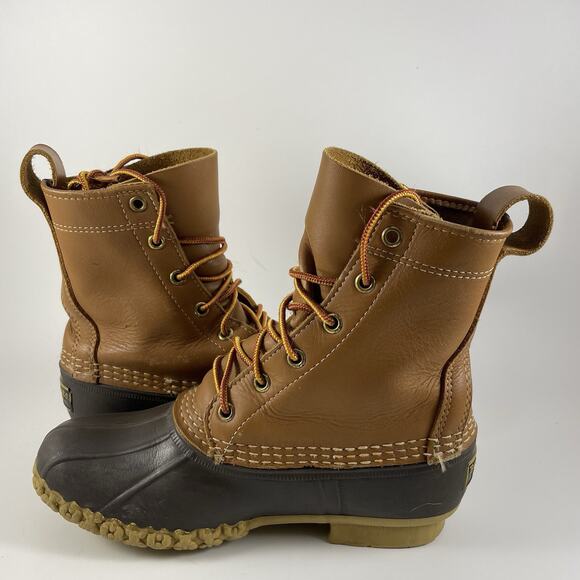 LL Bean Bean Boots 8” Duck Boots Womens Size 6 M (BM) Brown Leather Waterproof - Picture 6 of 10